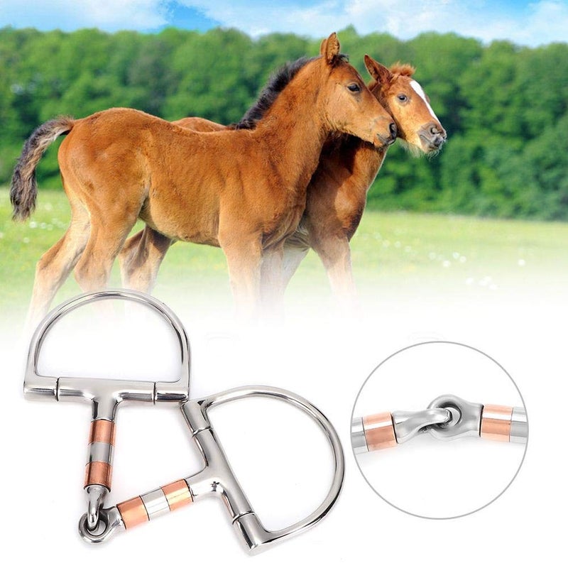 TOPINCN توبينكن حدوة خيل، حديد مقاوم للصدأ، خيل مضغوط، حلقة فرنسية، لجام سميك، لجام فم فضفاض، بكرة مع بكرات نحاسية من الفولاذ المقاوم للصدأ للخيل - Image 5